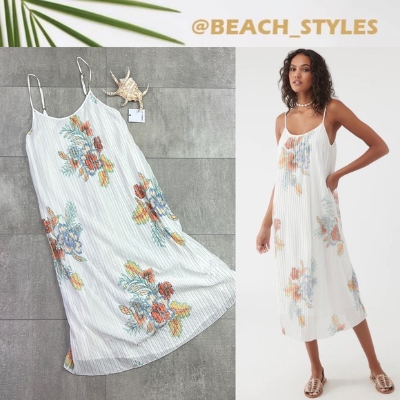 🔆O’NEILL🔆 JUNIA MIDI DRESS FLORAL WHITE Non-wrinkle comfortable beautiful - Picture 1 of 16